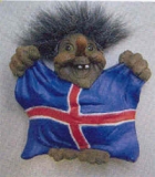 Ísskápssegull Tröll með Íslenskan Fána image